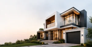 Modern real estate homepage for Tayyaba Builders Property in Gujrat featuring luxury homes, minimalist design, and premium property listings.